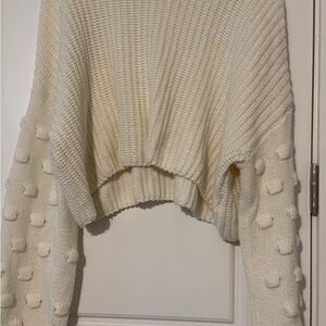 Elegant Cream Textured Knit Sweater